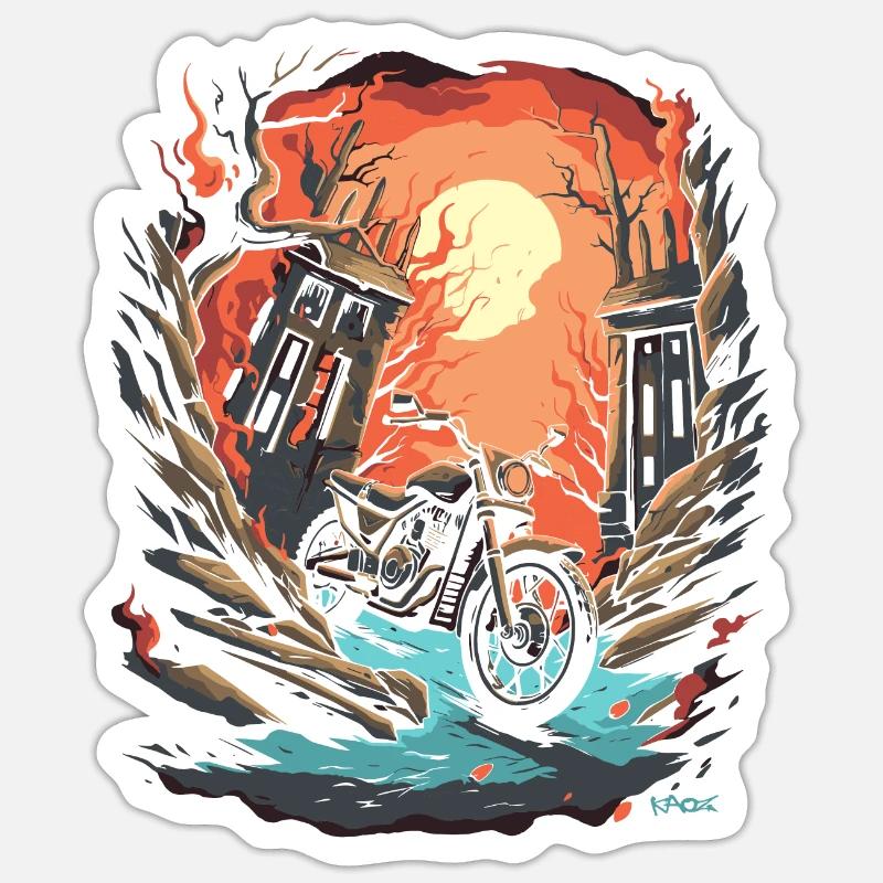 Midnight biker motorcycle - Sticker size S (10 x 10 cm) - white matte