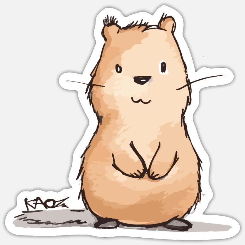 Castor potelé mignon - Sticker taille S (10 x 10 cm) - blanc mat