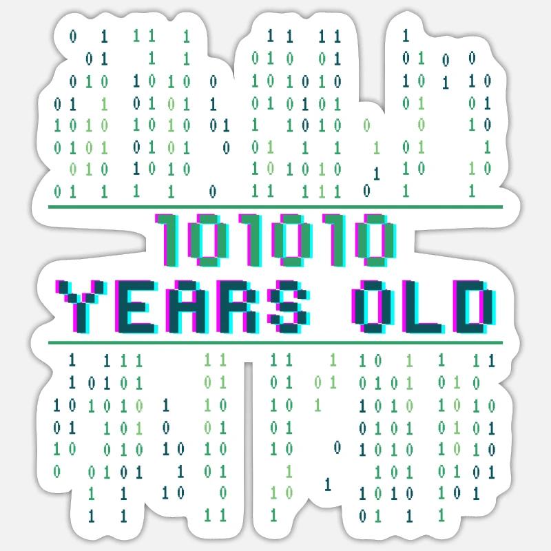 42. Geburtstag 42 Jahre alt Binärcode Informatik - Sticker Größe S (10 x 10 cm) - Mattweiß