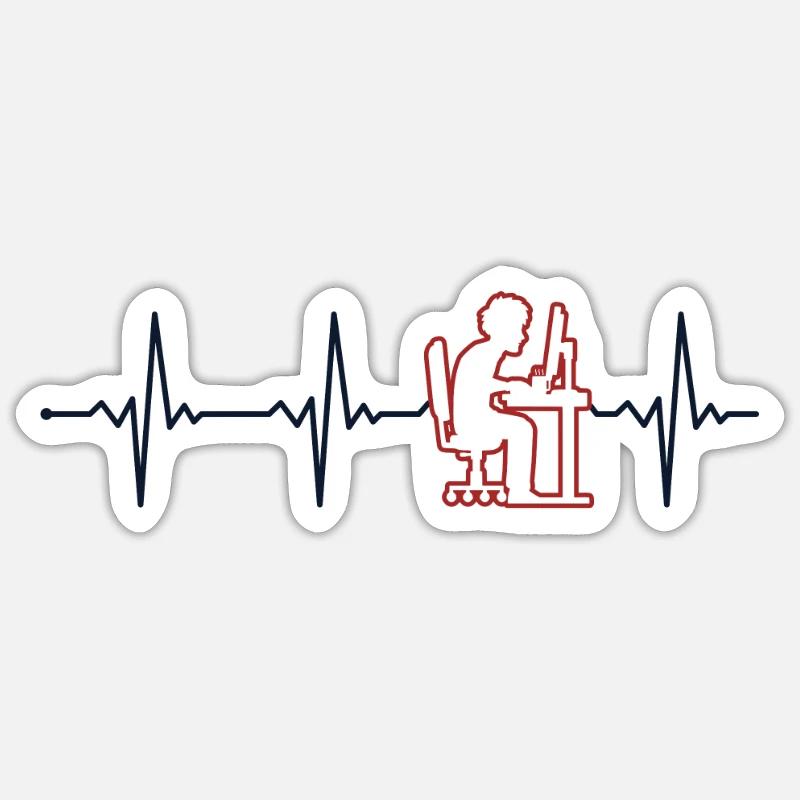 Programmer Heartbeat Softwareentwickler Coder - Sticker Größe S (10 x 10 cm) - Mattweiß