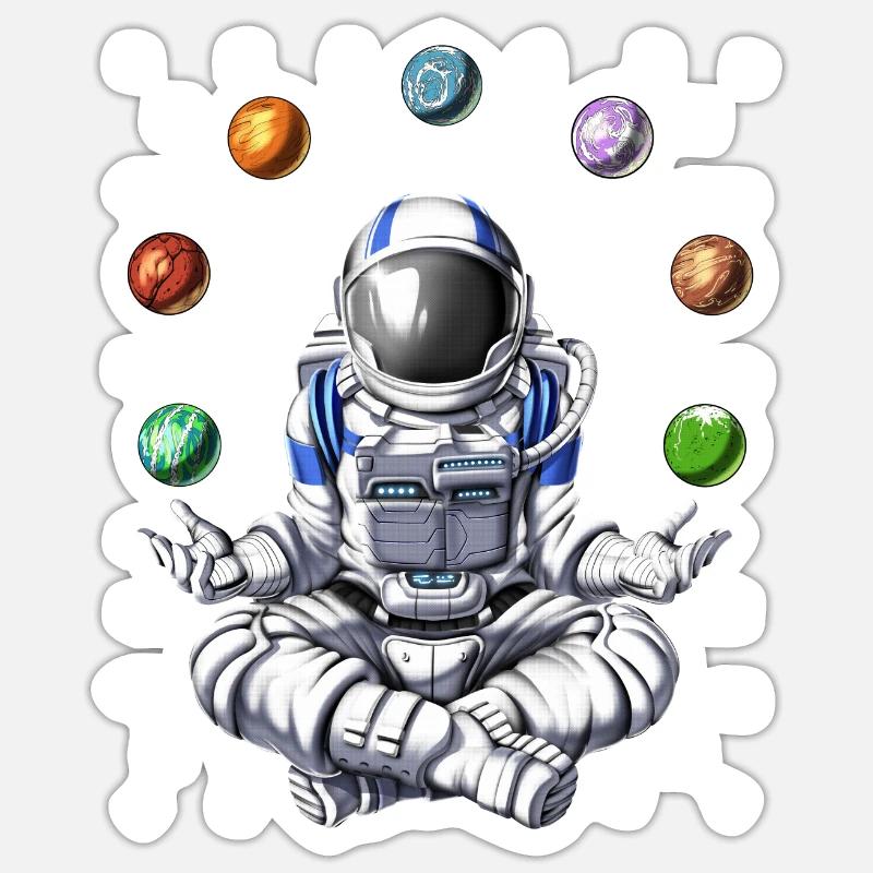 Astronaut Juggling Space Planets - Sticker size S (10 x 10 cm) - white matte