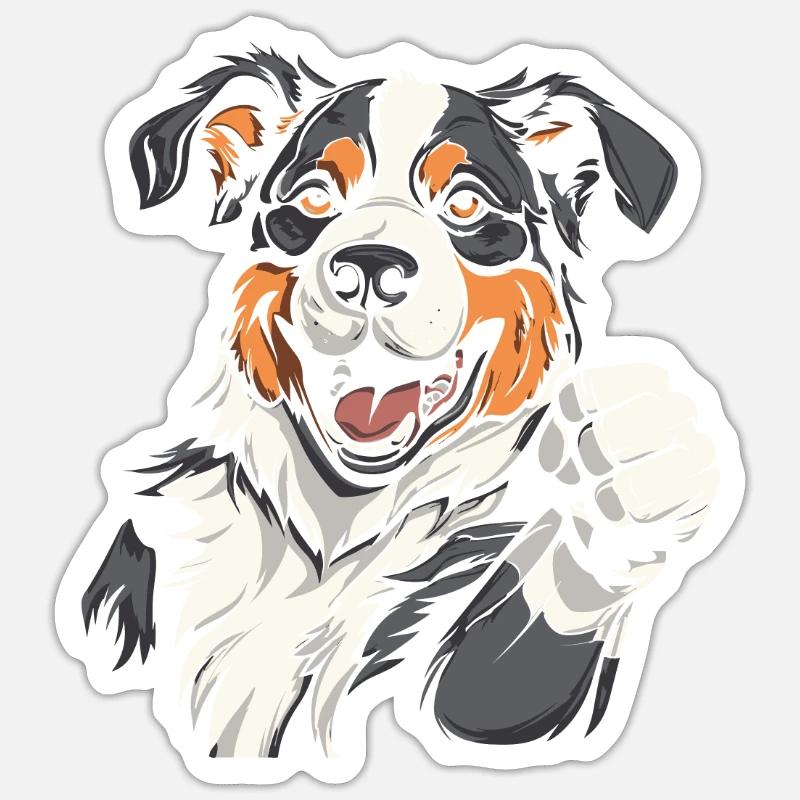 Border Collie Cool - Sticker Größe S (10 x 10 cm) - Mattweiß
