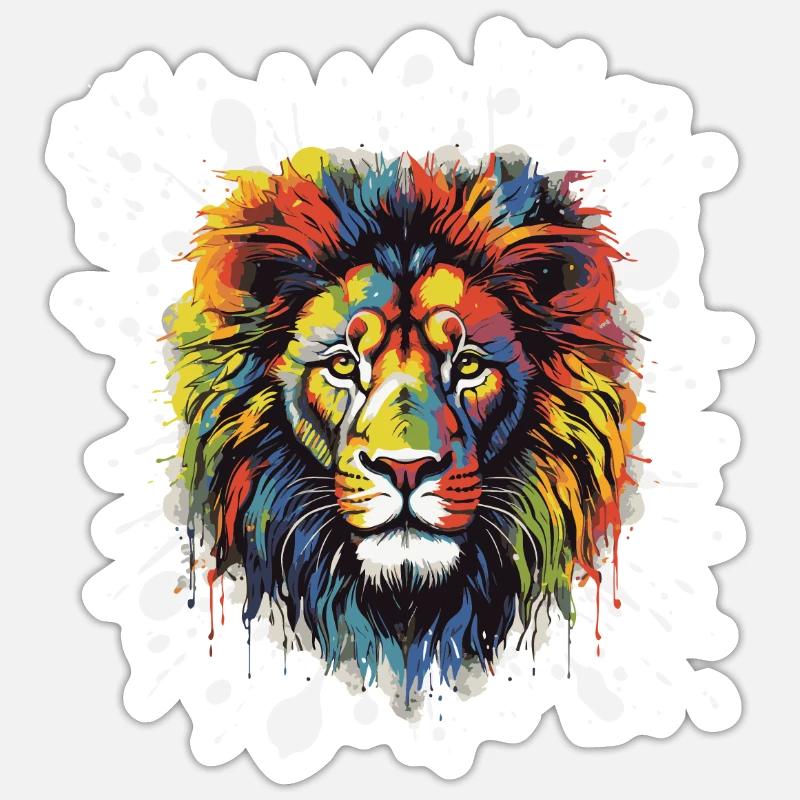 Lion Pop Art Head - Sticker size S (10 x 10 cm) - white matte