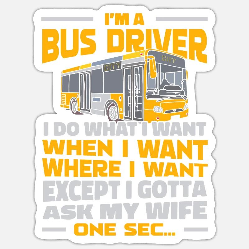 Chauffeur de bus - Sticker taille S (10 x 10 cm) - blanc mat