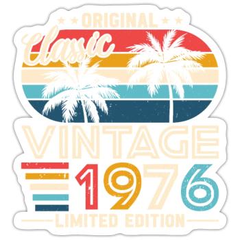 Vintage 1976 - Born Legends - Sticker Größe S (10 x 10 cm) - Mattweiß - Vorne