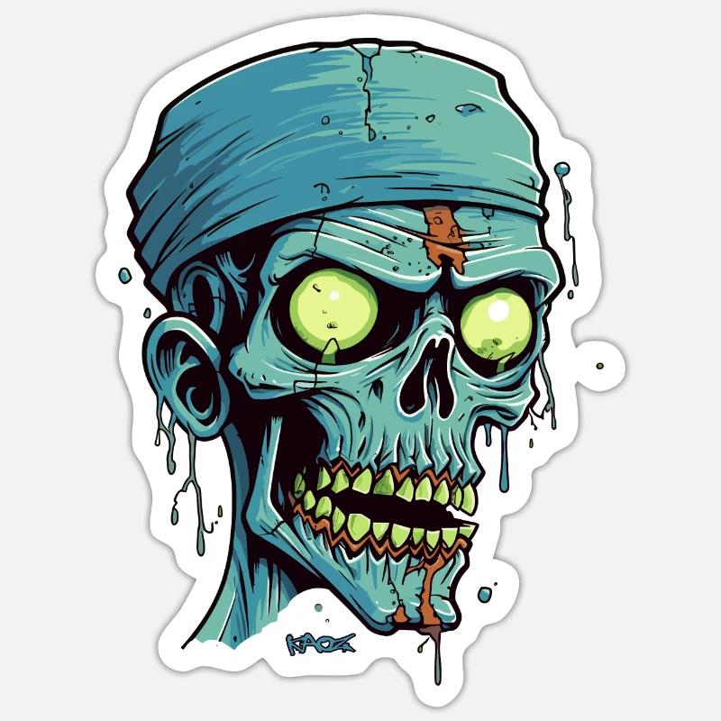 A Mummies Zombie Skull - Sticker size S (10 x 10 cm) - white matte