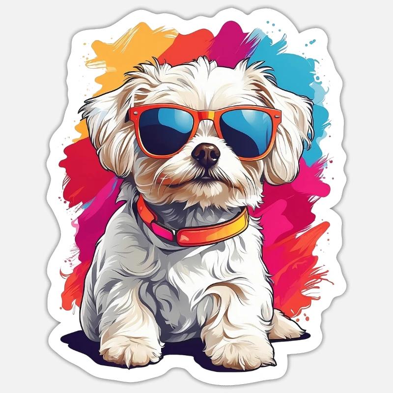 Shih Tzu - Sticker taille S (10 x 10 cm) - blanc mat