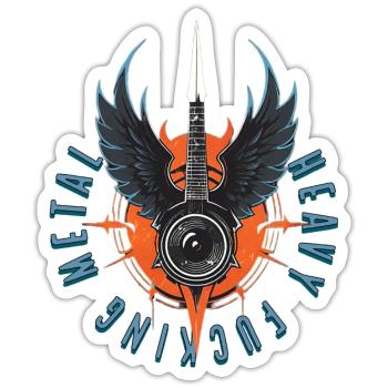 Heavy fucking metal wings - Sticker Größe S (10 x 10 cm) - Mattweiß - Vorne