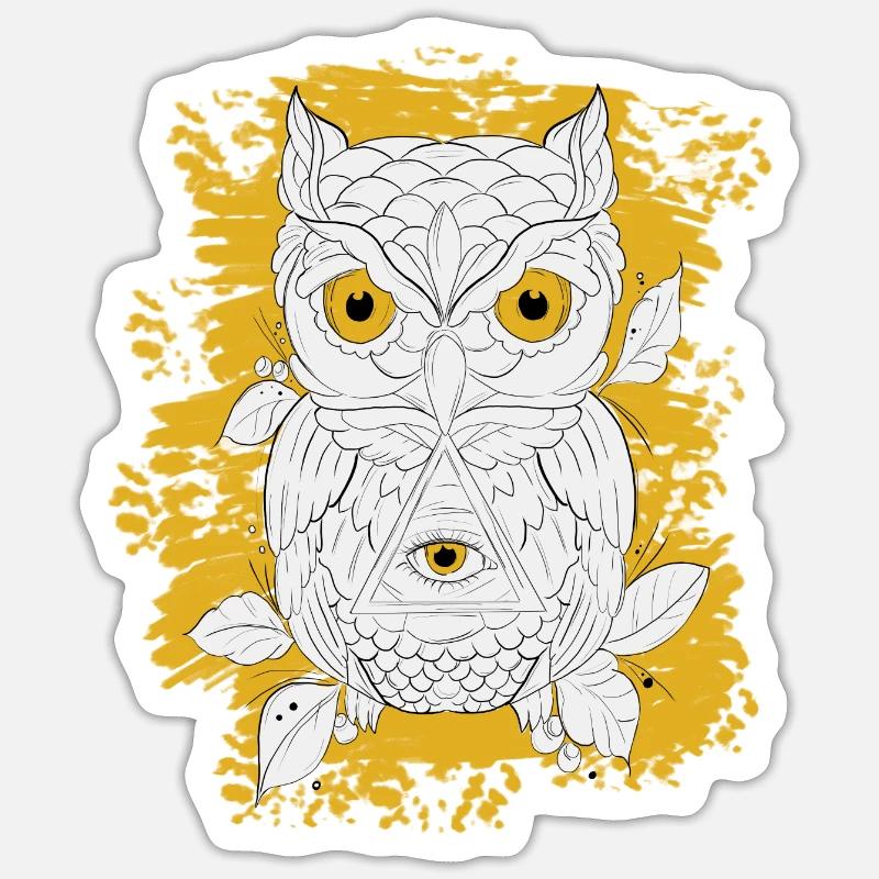 GOLDENE EULE LINEAR Sticker Größe S (10 x 10 cm)