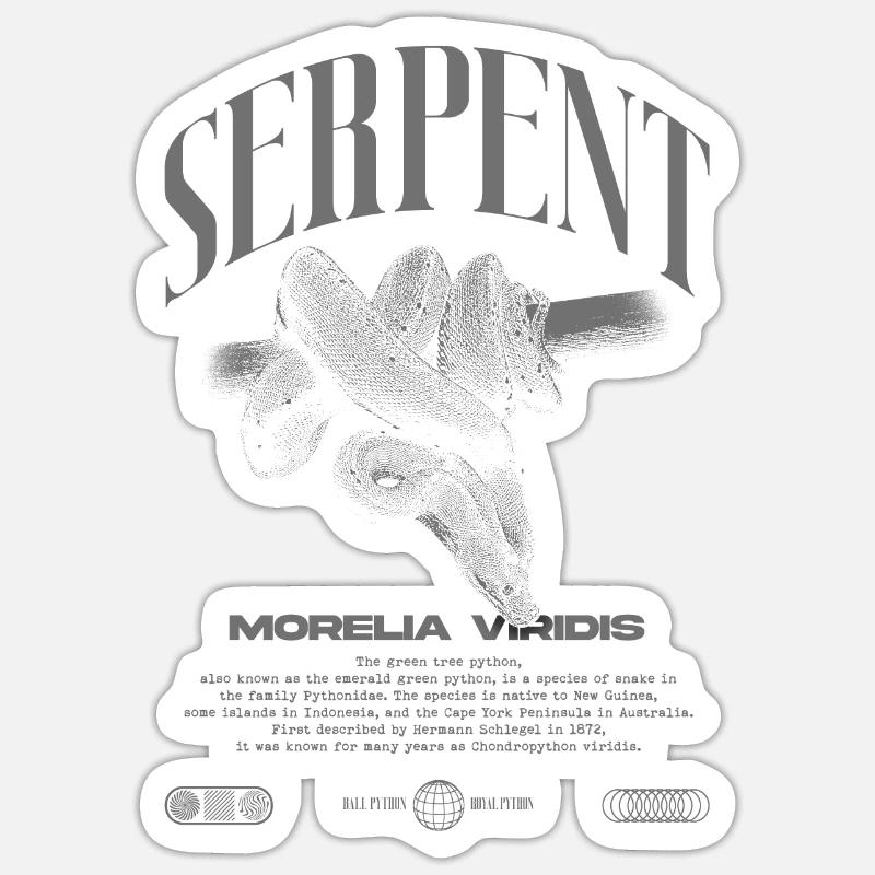 Green Tree Python Modern Reptile Keeper Streetwear Sticker size S (10 x 10 cm)
