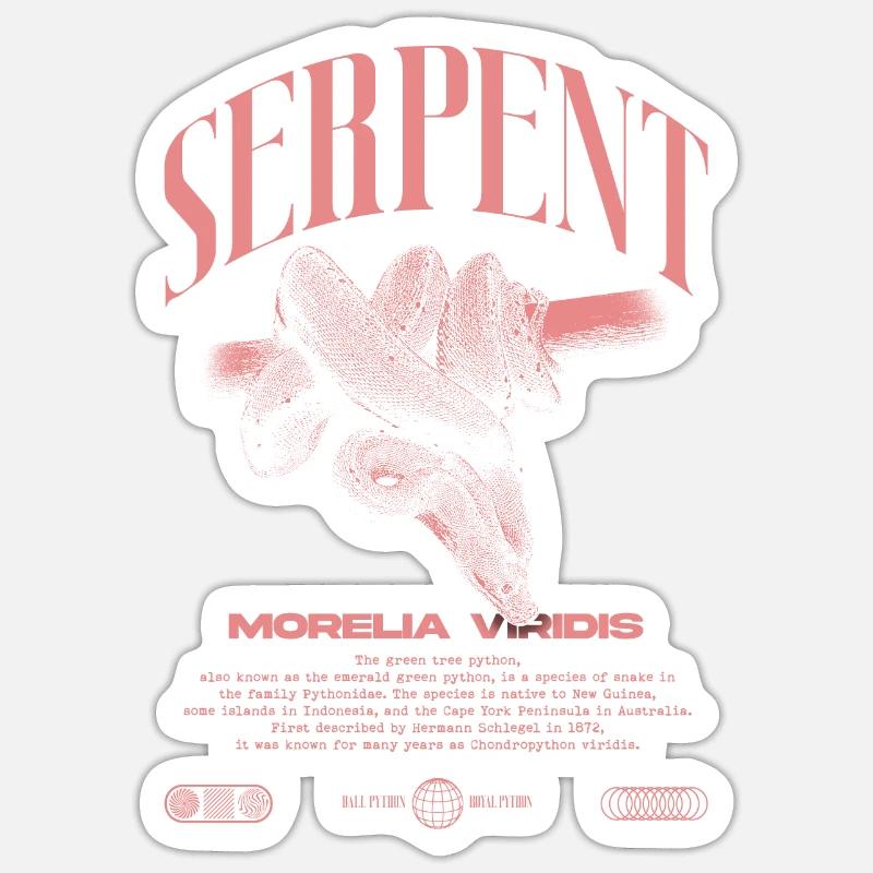 Green Tree Python Modern Reptile Keeper Streetwear Sticker size S (10 x 10 cm)