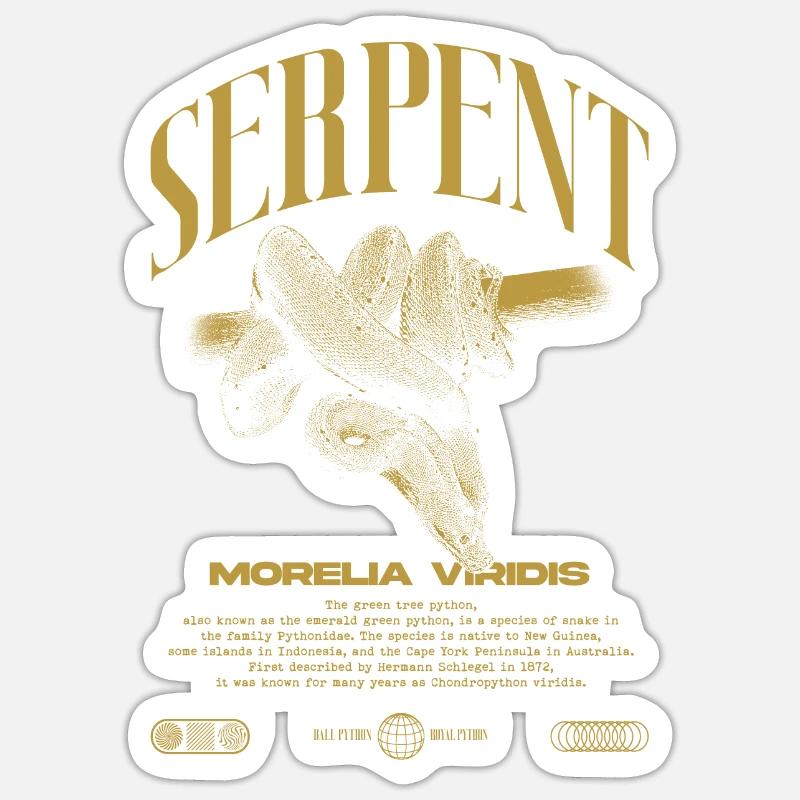 Green Tree Python Modern Reptile Keeper Streetwear Sticker size S (10 x 10 cm)