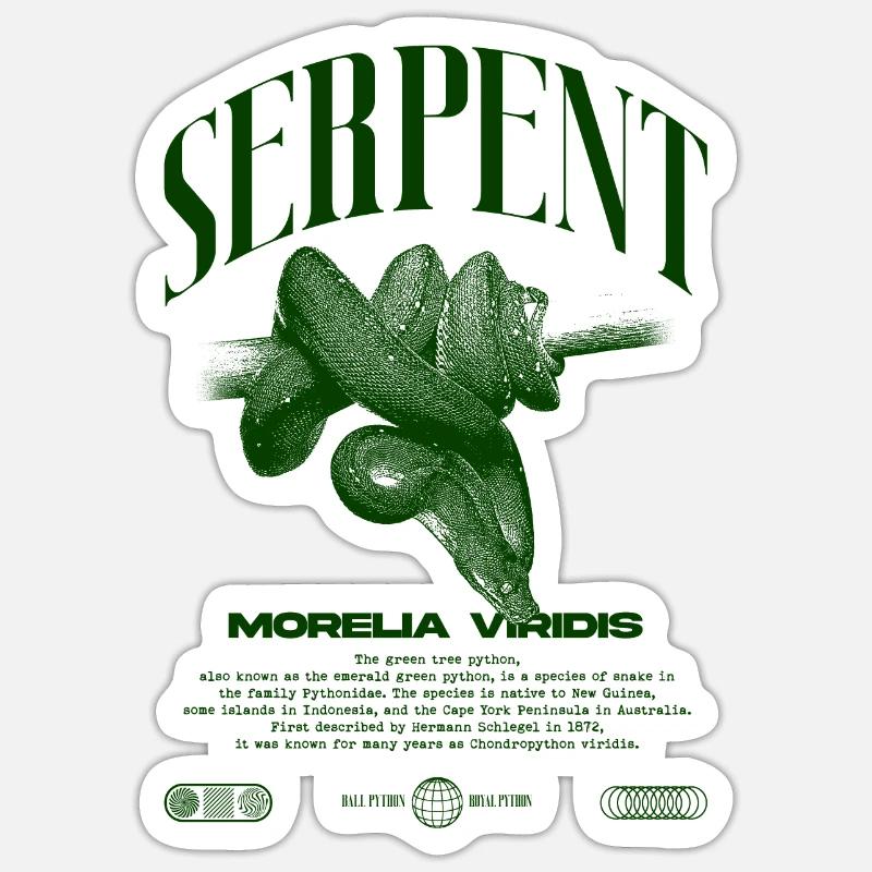 Grüner Baum Python Modern Reptile Keeper Streetwear Sticker Größe S (10 x 10 cm)
