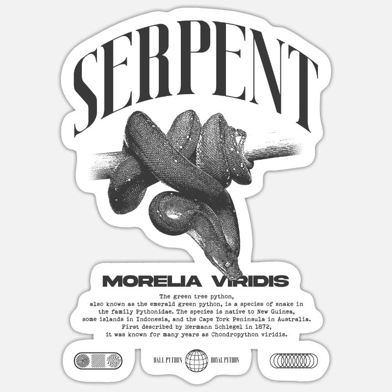 Grüner Baum Python Modern Reptile Keeper Streetwear Sticker Größe S (10 x 10 cm)