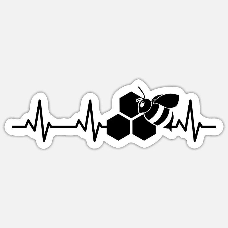 Honeybee ECG Pulse - Sticker size S (10 x 10 cm) - white matte
