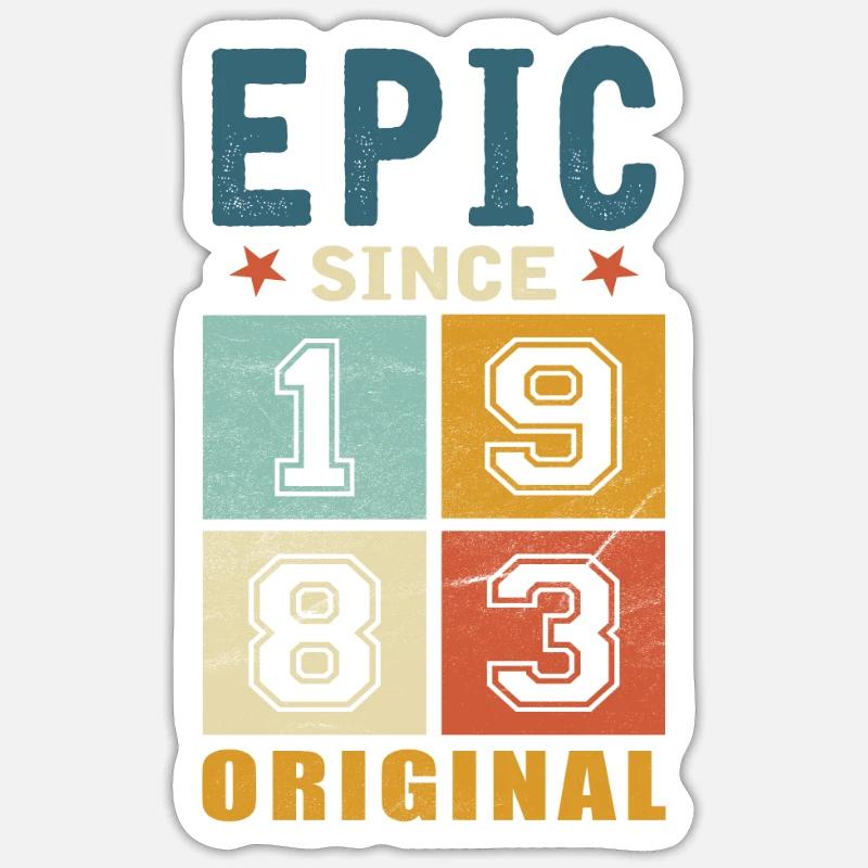 1983 Geburtstag Epic since - Sticker Größe S (10 x 10 cm) - Mattweiß