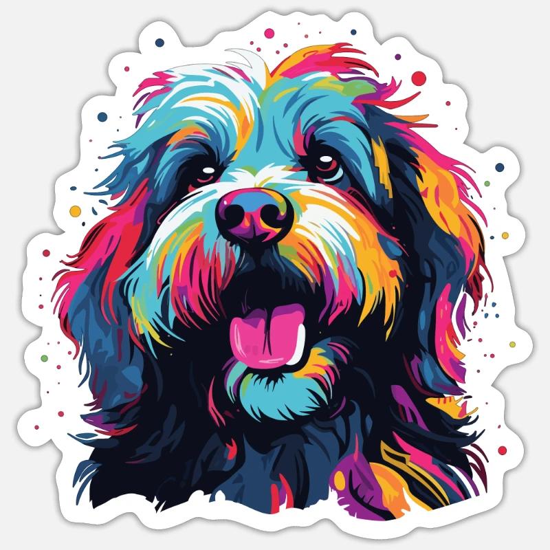 Wasserfarben Farbenfroher Löwchen - Sticker Größe S (10 x 10 cm) - Mattweiß
