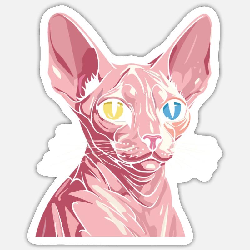 Sphynx Katze - Sticker Größe S (10 x 10 cm) - Mattweiß