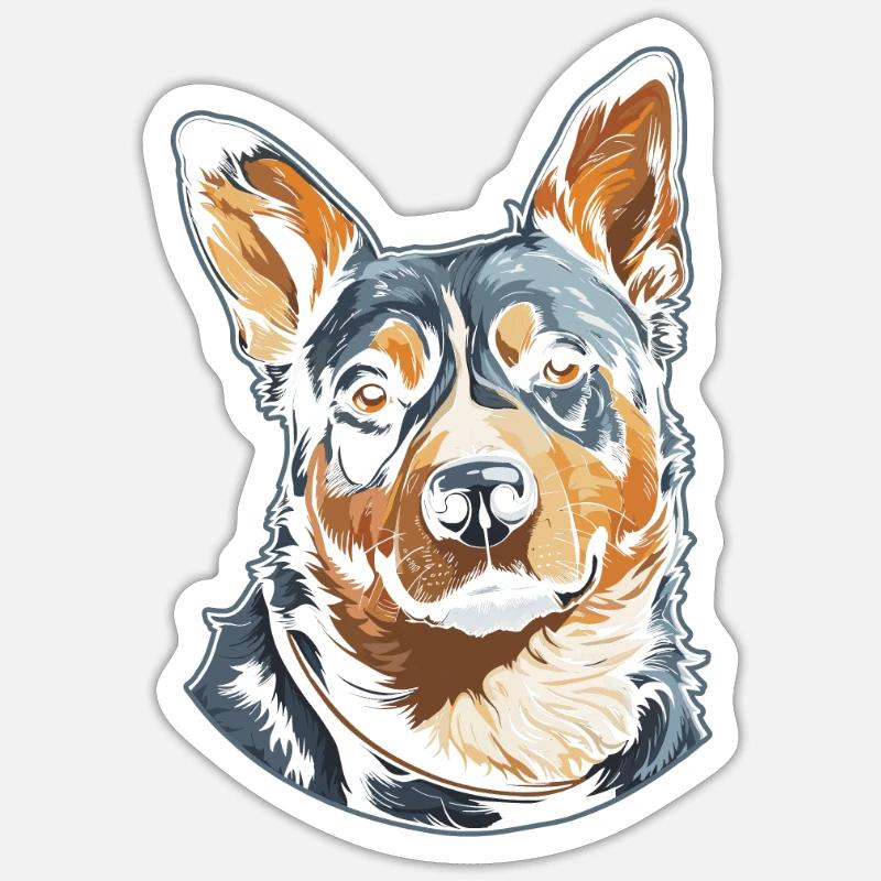 Australischer Rinderhund - Sticker Größe S (10 x 10 cm) - Mattweiß