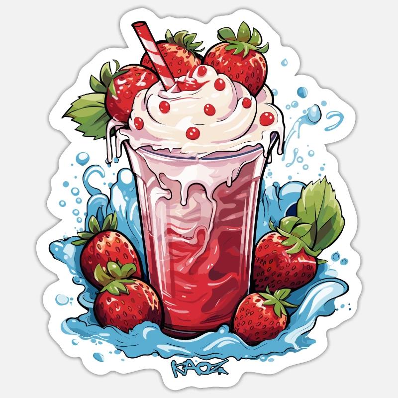Erdbeer-Eiscreme-Milch - Sticker Größe S (10 x 10 cm) - Mattweiß