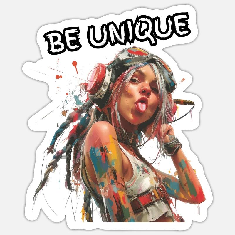 BE UNIQUE. Selbsttreue, Selbstbewusst, Individual, - Sticker Größe S (10 x 10 cm) - Mattweiß