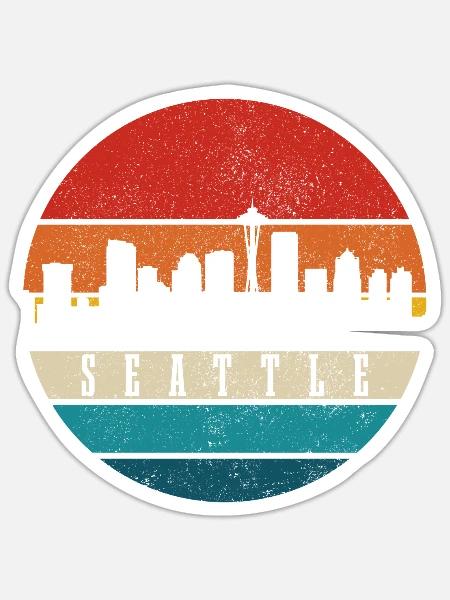Seattle Washington Souvenir Geschenk - Sticker Größe S (10 x 10 cm) - Mattweiß