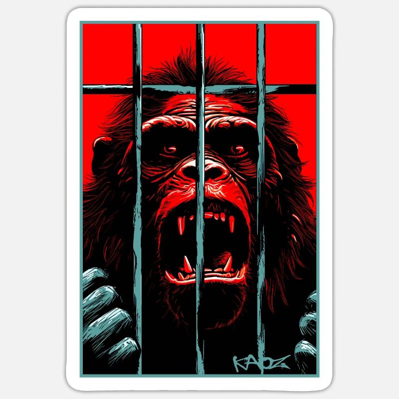 Free the chimpanzee monkey - Sticker size S (10 x 10 cm) - white matte