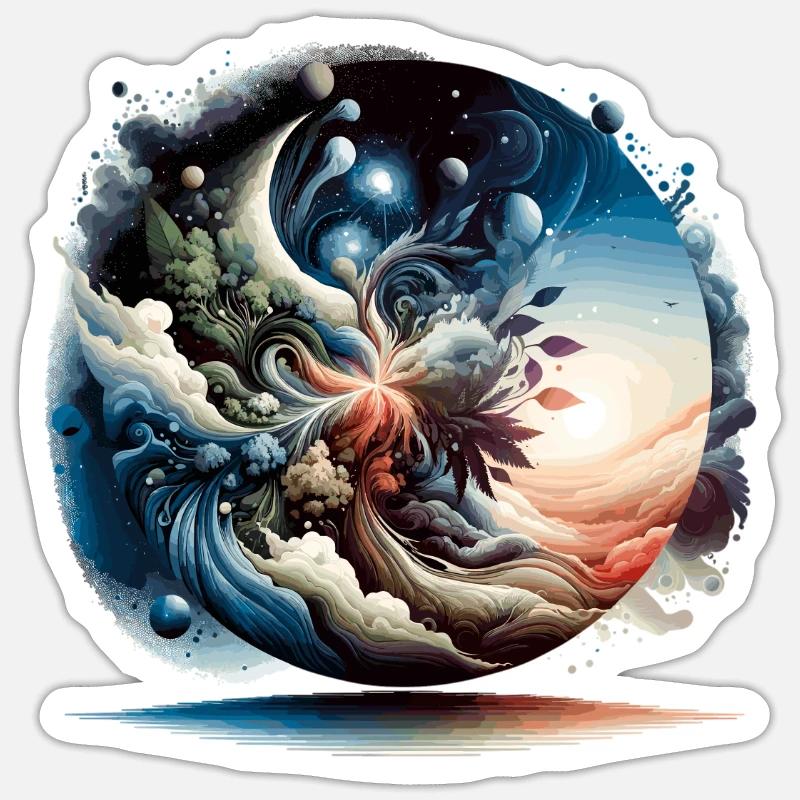 Nature et espace - Sticker taille S (10 x 10 cm) - blanc mat