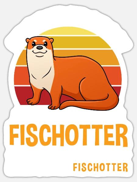 Fischotter Wassermarder Otter - Sticker Größe S (10 x 10 cm) - Mattweiß