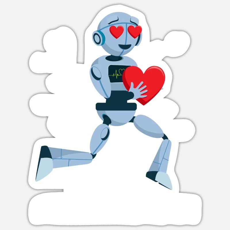 Sei mein Algorithmus -Roboter -Valentinstag -Ingen Sticker Größe S (10 x 10 cm)