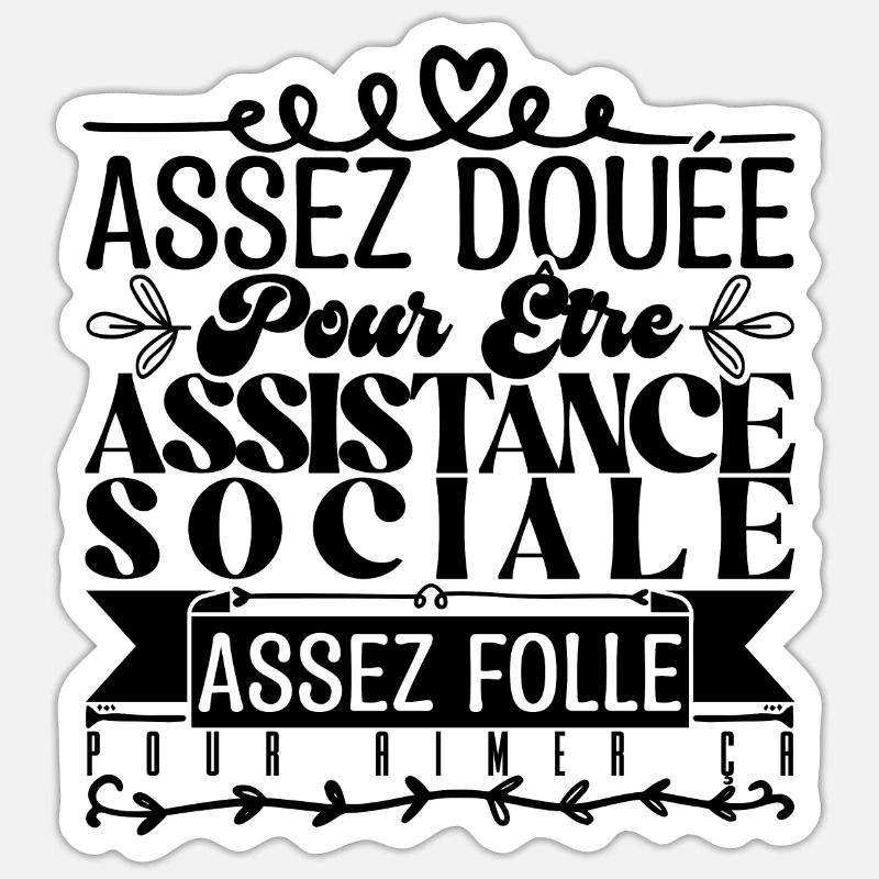 Cadeau Assistante Sociale. Parfaite Assistante. - Sticker taille S (10 x 10 cm) - blanc mat