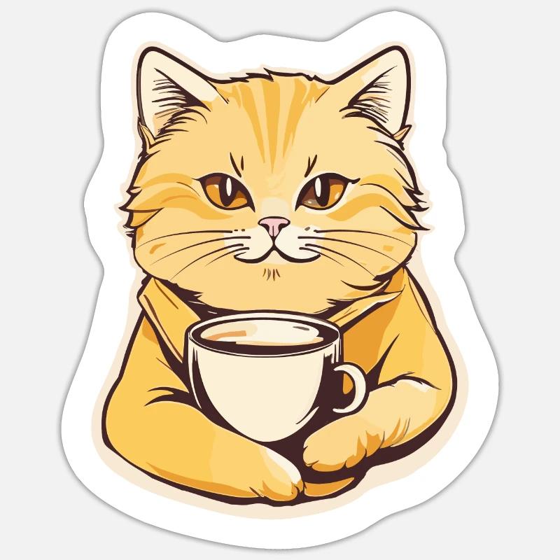 Coffee Cat - Sticker size S (10 x 10 cm) - white matte