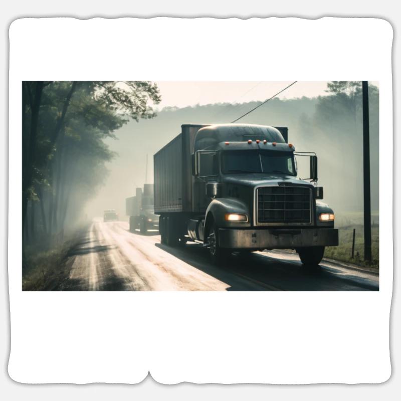 Camionneur - Sticker taille S (10 x 10 cm) - blanc mat