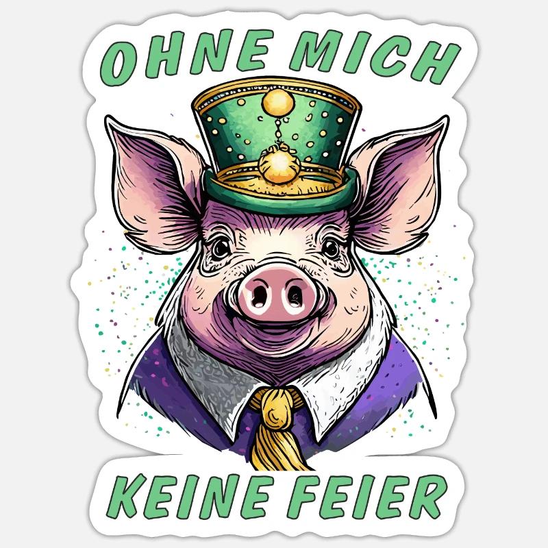 Cochon PAS DE CÉLÉBRATION SANS MOI Sticker taille S (10 x 10 cm)
