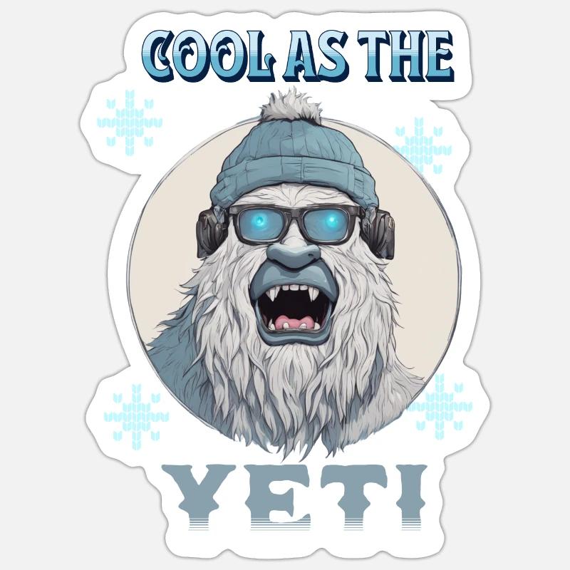 Cool comme le yéti - Sticker taille S (10 x 10 cm) - blanc mat