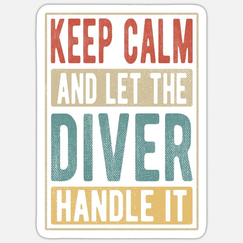 Cadeau Diver Retro - Sticker taille S (10 x 10 cm) - blanc mat