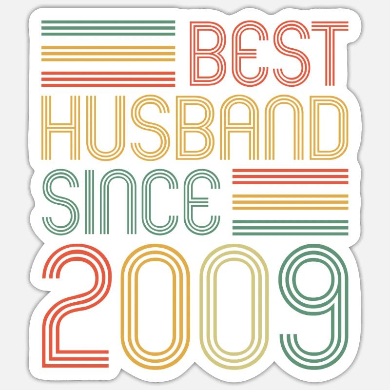 Bester Ehemann seit 2009 15.Hochzeitstag Sticker Größe S (10 x 10 cm)