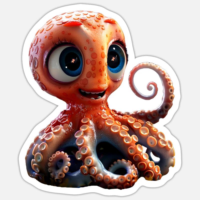 Octopus Small Octopus Cuttlefish Cute Octopus Sticker size S (10 x 10 cm)