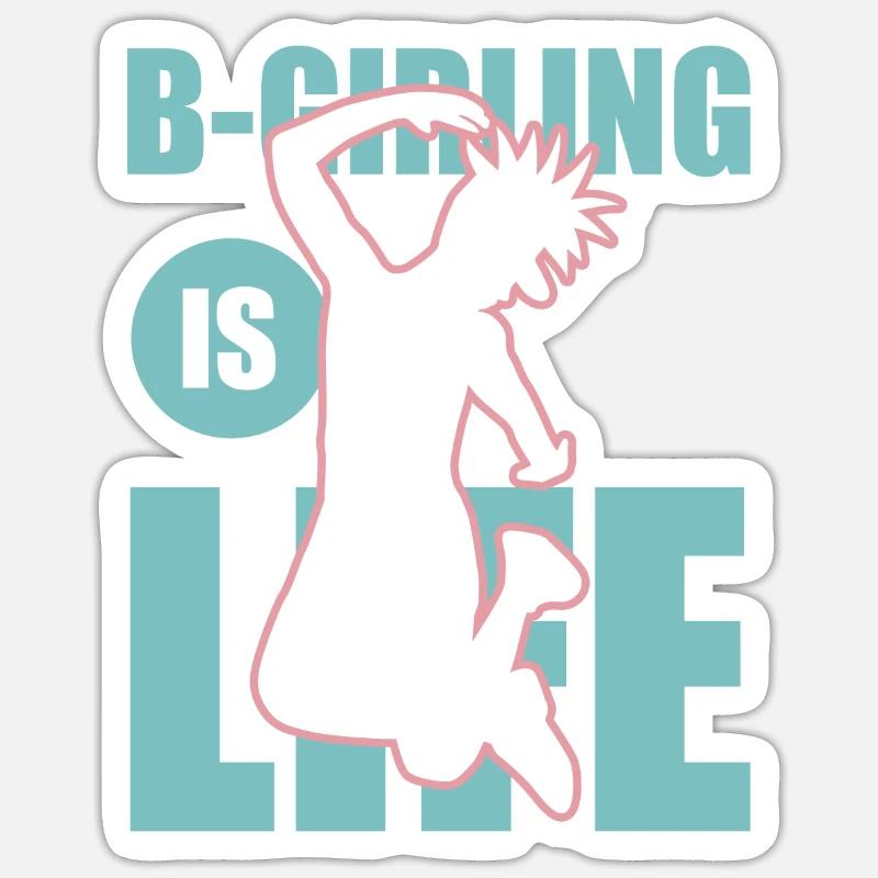 Fille de breakdance - Sticker taille S (10 x 10 cm) - blanc mat