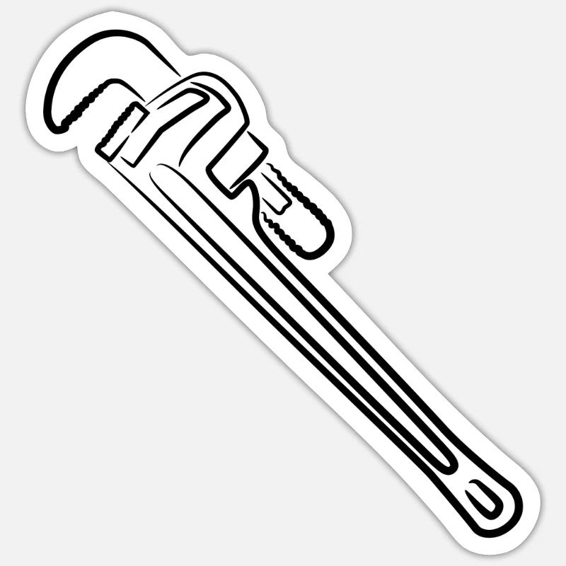 Clé à pipe - Sticker taille S (10 x 10 cm) - blanc mat