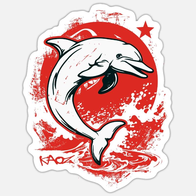 Parodie avec Star Dolphin Buddy - Sticker taille S (10 x 10 cm) - blanc mat