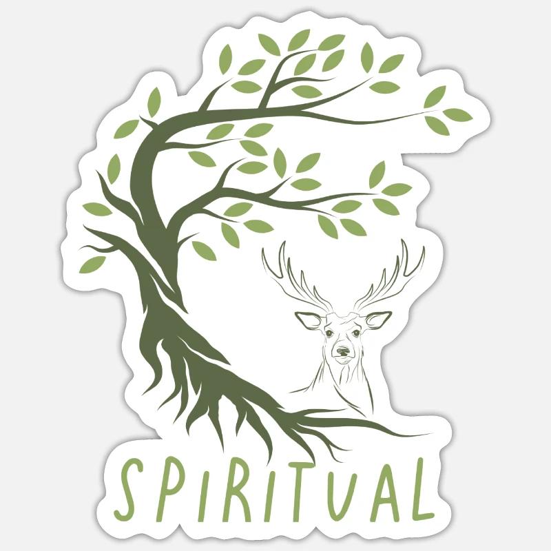 Baum des Lebens Elch Hirsch Sticker Größe S (10 x 10 cm)