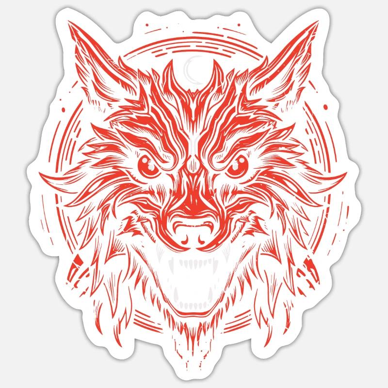 Wolf Beängstigend Lunar Wolf Sticker Größe S (10 x 10 cm)