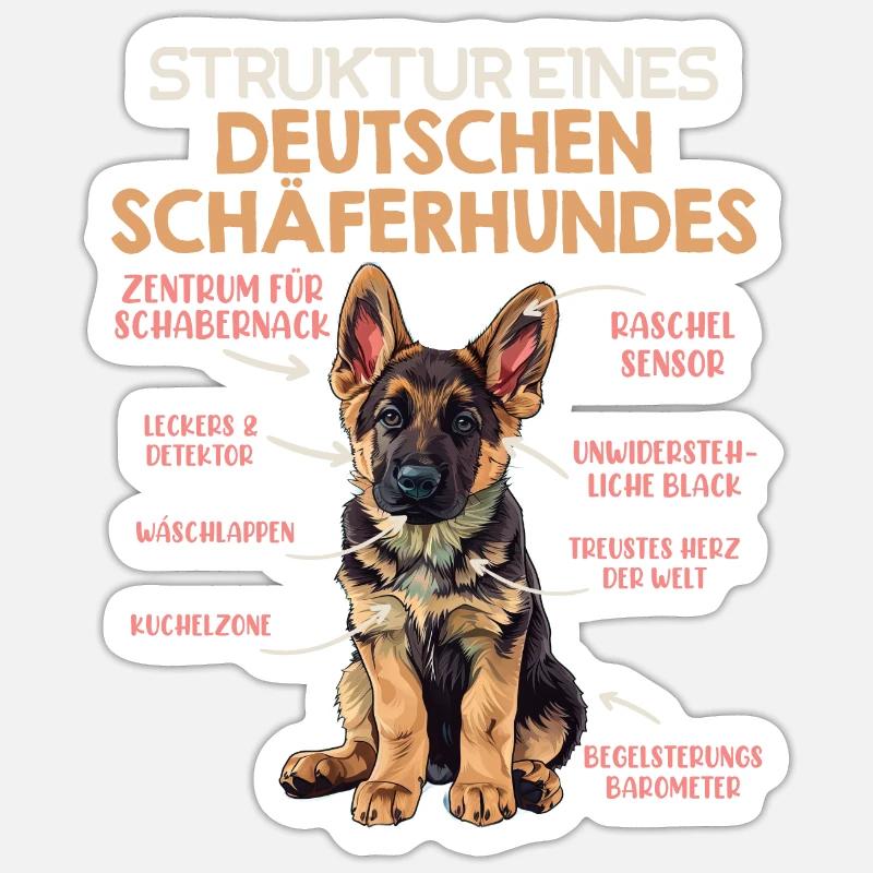 Hundehalter STRUKTUR EINES DEUTSCHEN SCHÄFERHUNDES Sticker Größe S (10 x 10 cm)