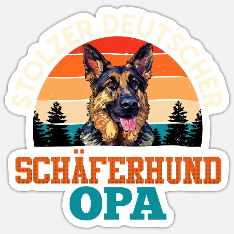 Schäferhund STOLZER DEUTSCHER SCHÄFERHUND OPA - Sticker Größe S (10 x 10 cm) - Mattweiß