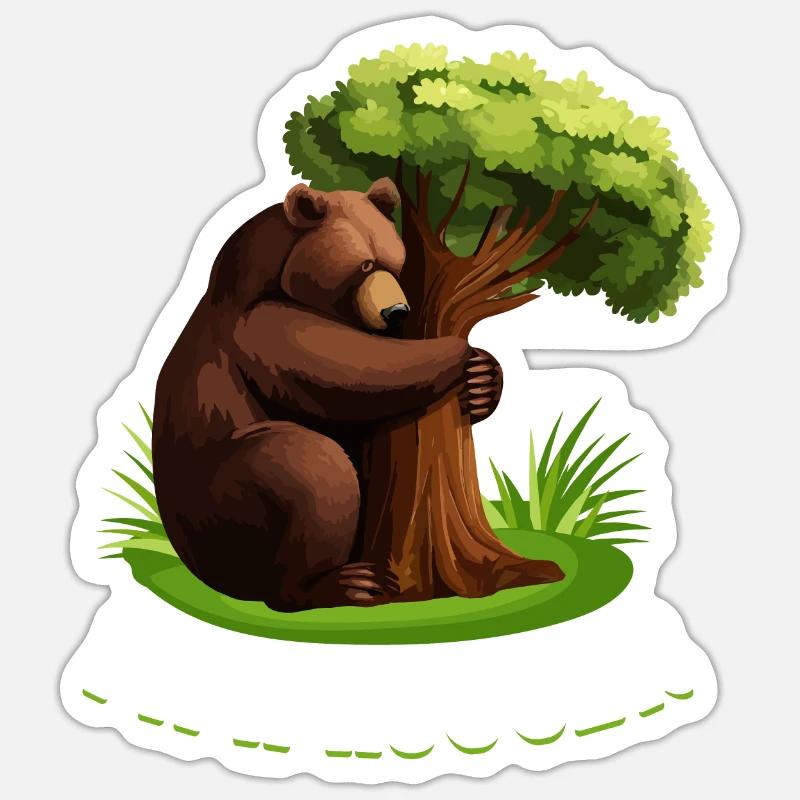 Tree Hugger Environmentalist Bear Sticker size S (10 x 10 cm)