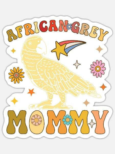 Groovy Graupapagei Frauen - Sticker Größe S (10 x 10 cm) - Mattweiß