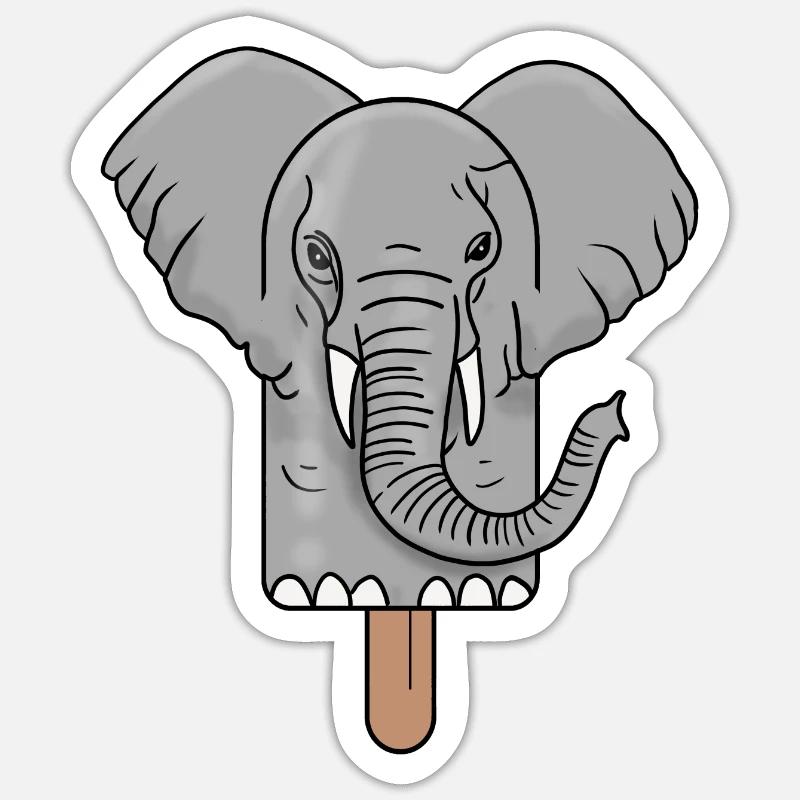 Elephant Head Popsicle - Sticker size S (10 x 10 cm) - white matte
