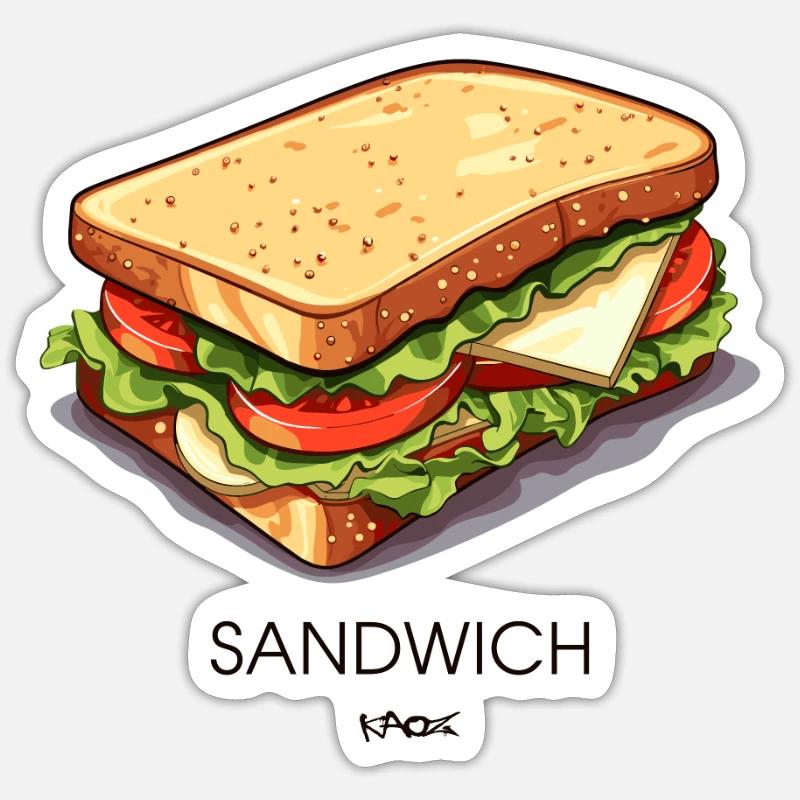 Un sandwich simple - Sticker taille S (10 x 10 cm) - blanc mat