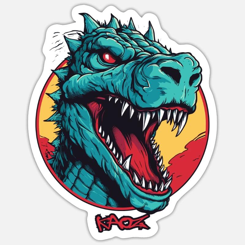 Mascotte de dinosaure Rex Dino - Sticker taille S (10 x 10 cm) - blanc mat